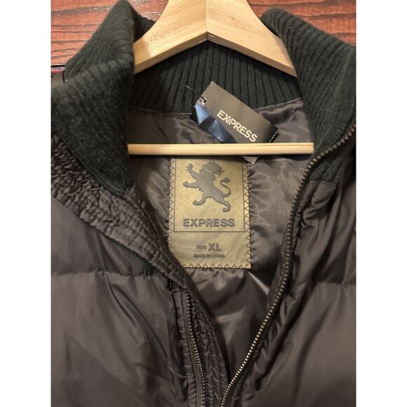 NWT Express Puffer Vest Mens XL Black Mock Neck Full Zip Pockets Sleeveless - Picture 4 of 4